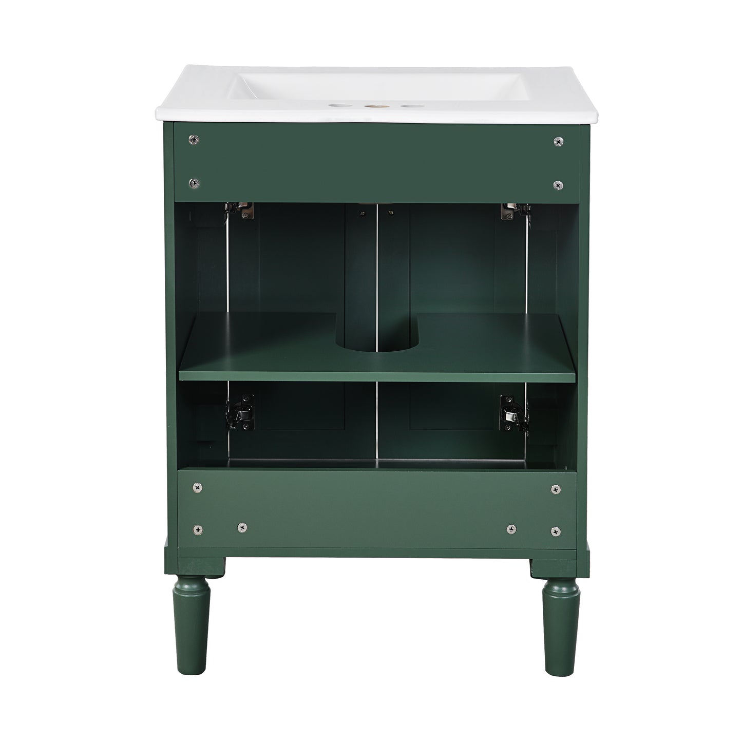 24-Inch Green Bathroom Vanity with Ceramic Sink & Storage