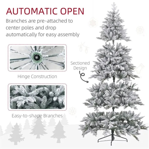 8ft Snow Flocked Christmas Tree with 2003 Tips - Green