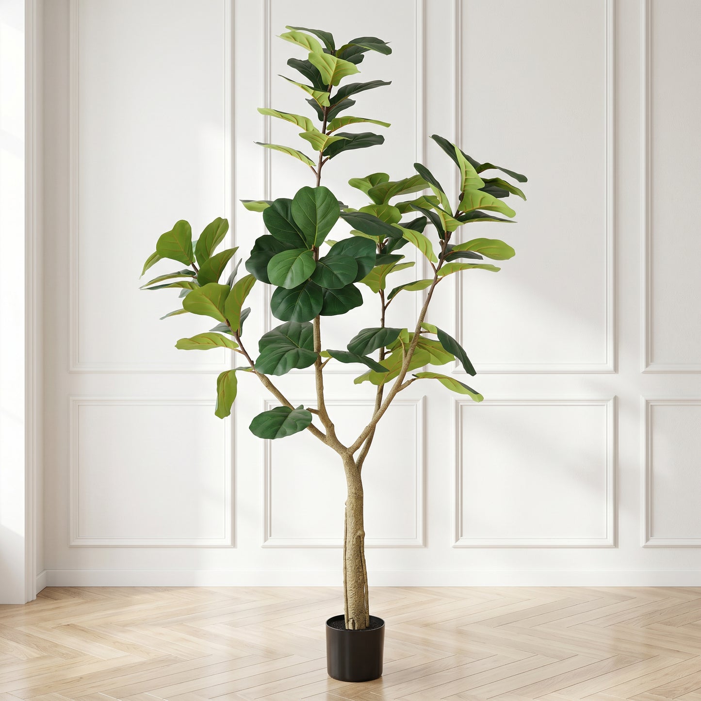 6FT Artificial Fiddle Leaf Fig Tree in Black Pot - Realistic Faux Plant