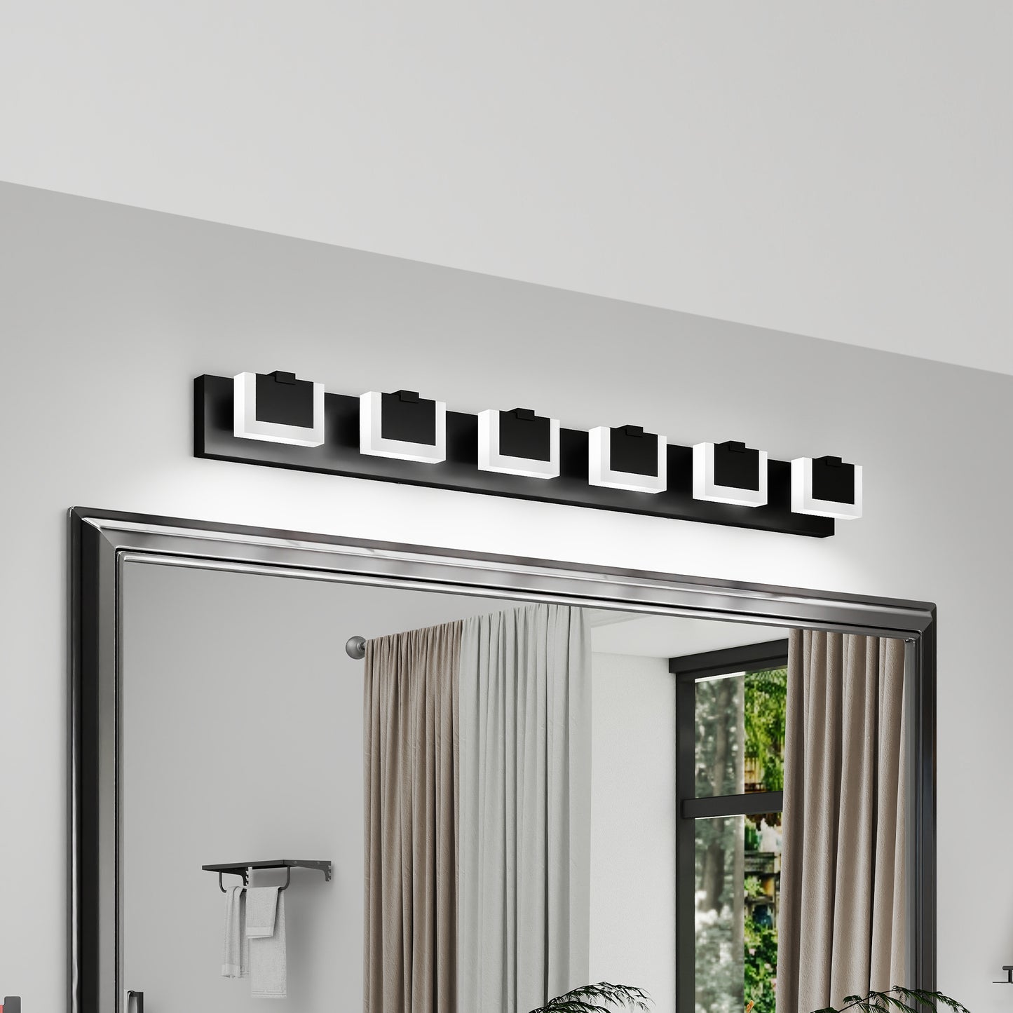 Modern 6-Light Matte Black Vanity Light Fixture for Bathroom