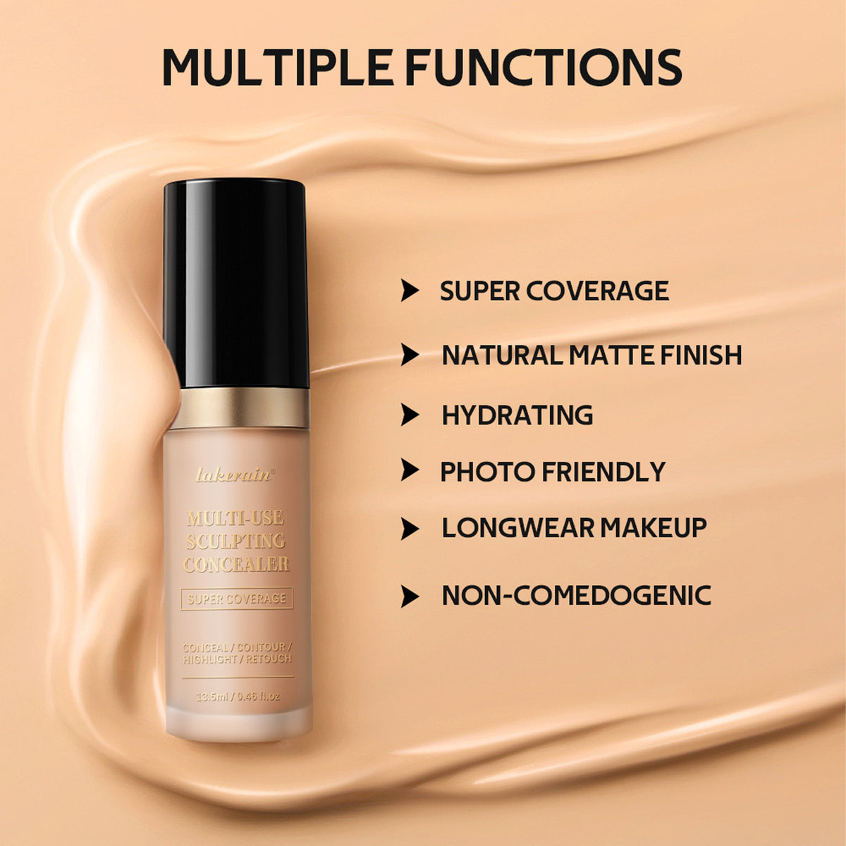 Hydrating Liquid Concealer for Dark Circles & Acne Spots - Multiple Shades
