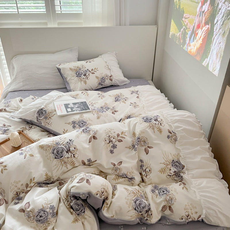 Pastoral Floral Bedding Set with Sheets and Pillowcases - Cotton Comfort