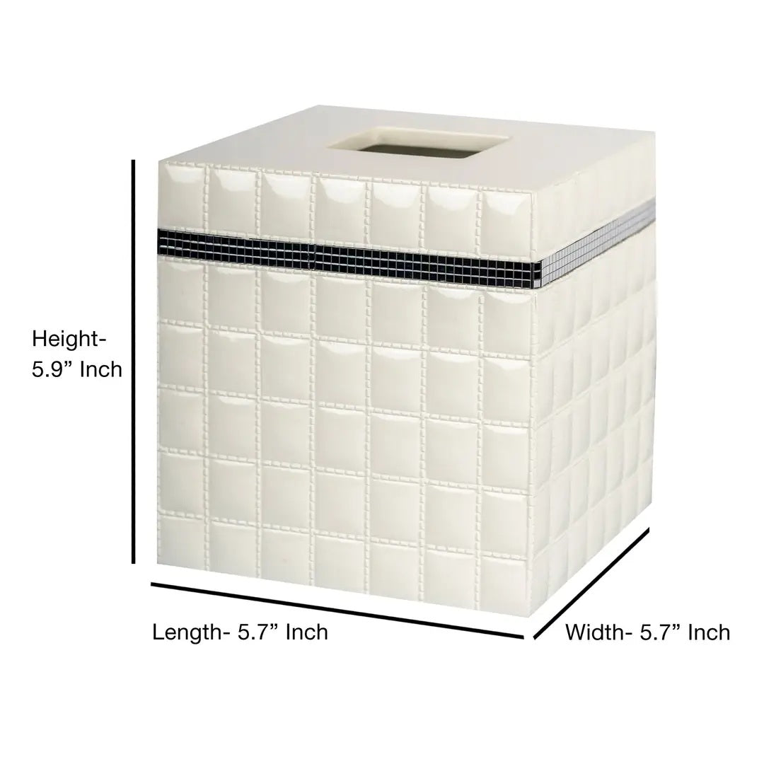Tissue Box Cover Resin Square Facial Holder White