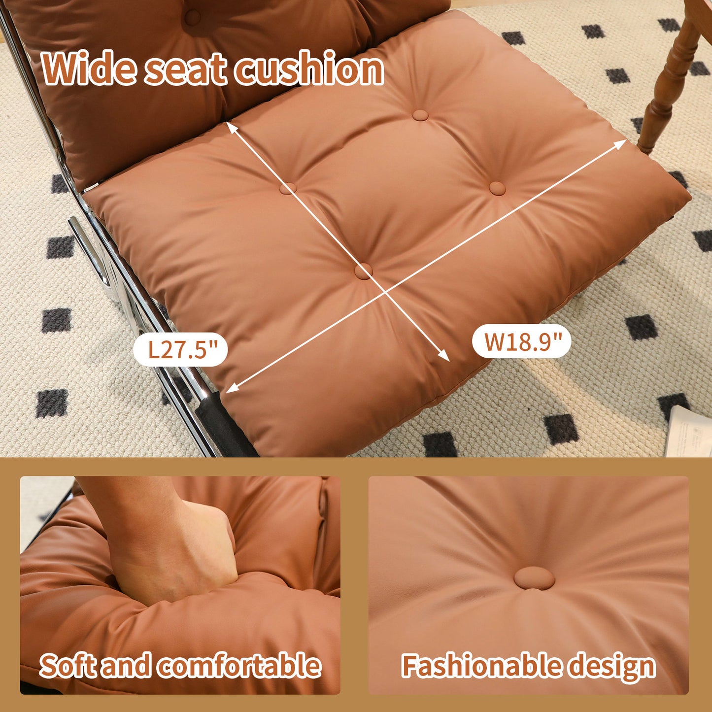 Modern High Back Leather Accent Chair - Brown