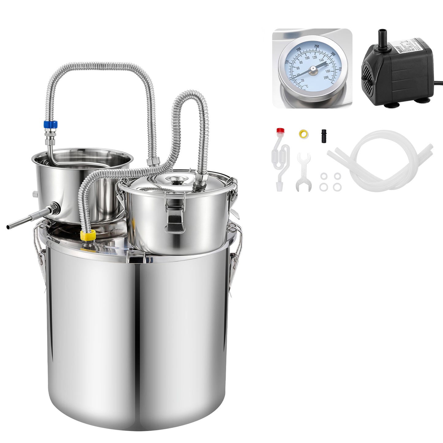 8 Gallon Home Alcohol Still Kit with Thumper Keg & Thermometer