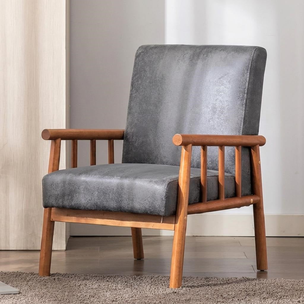 25 Wide Classic Mid-Century Modern Arm Chair, Grey