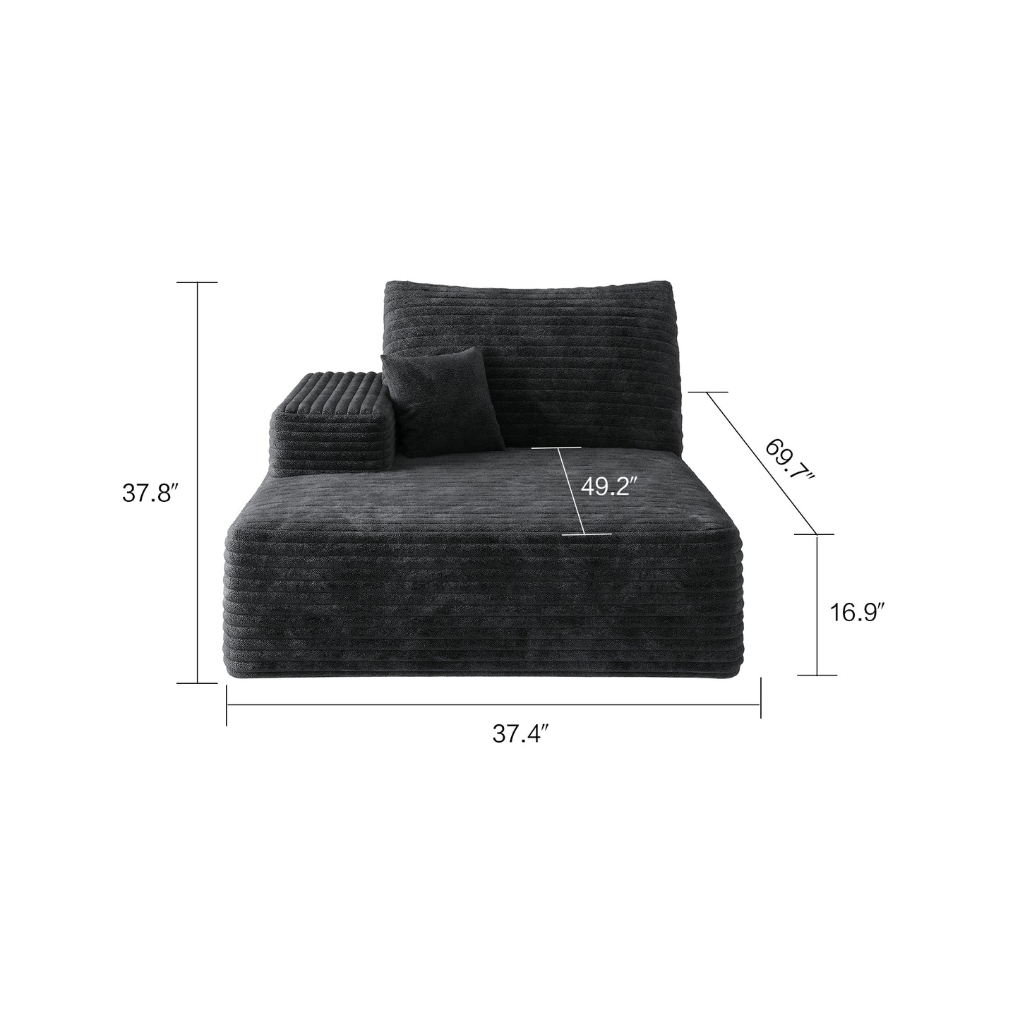 Black Right-Sleeper Sofa - Single Seat, Foam Upholstery