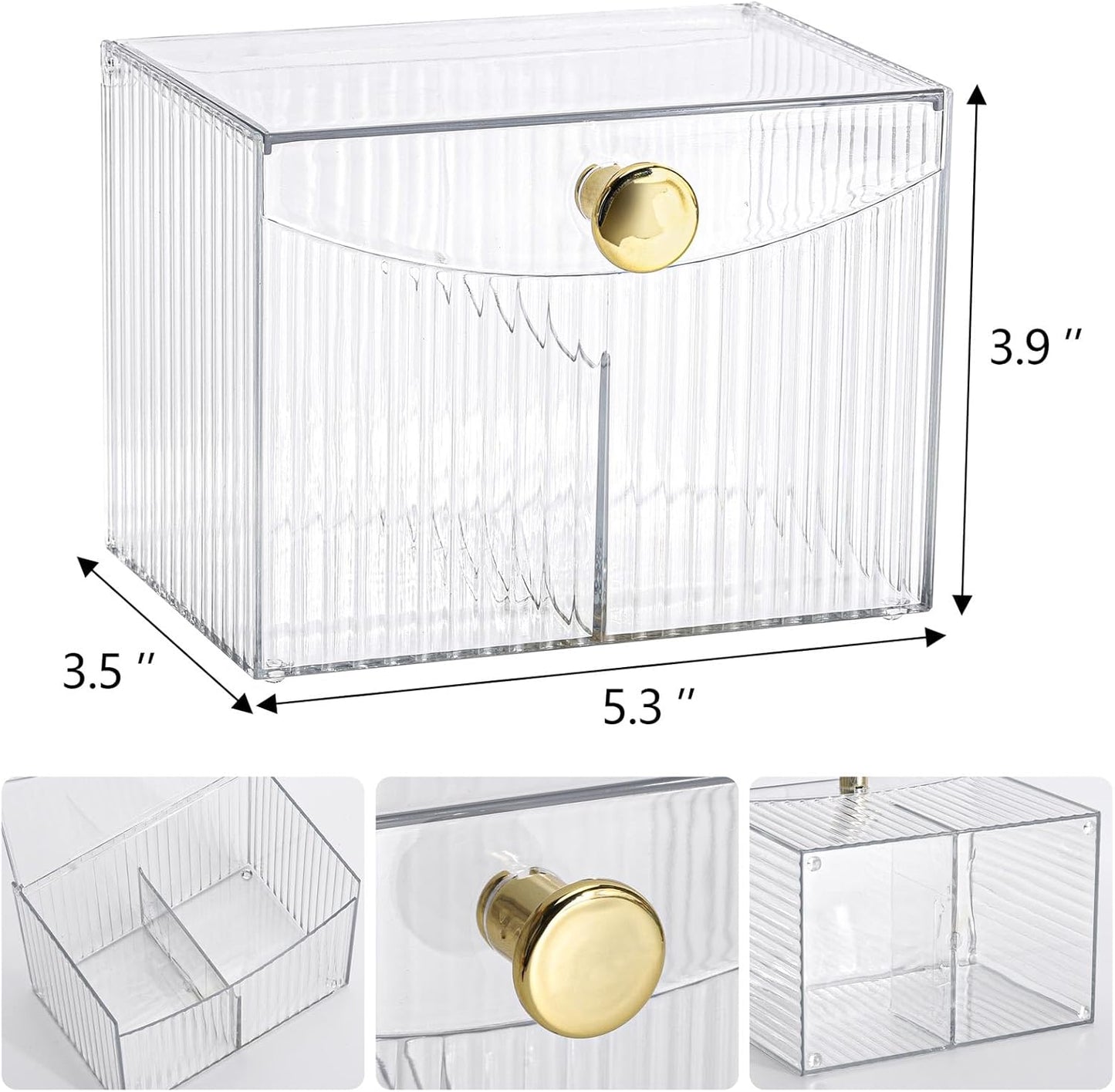2-Grid Cotton Swab & Pad Dispenser Organizer with Flip-Top Lid