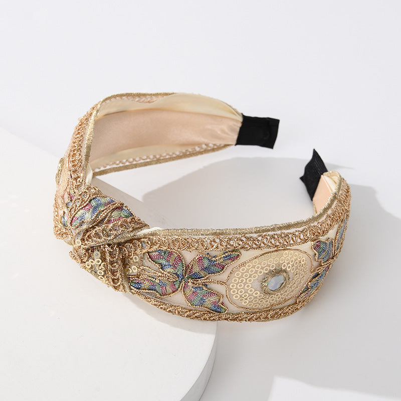 Vintage Butterfly Sequins Wide Edge Hair Band - Elegant Hair Accessories
