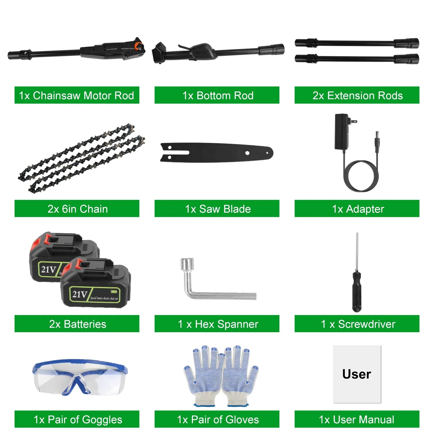 Cordless Pole Saw 7.4Ft Extendable Chainsaw with 2 Batteries for Tree Trimming