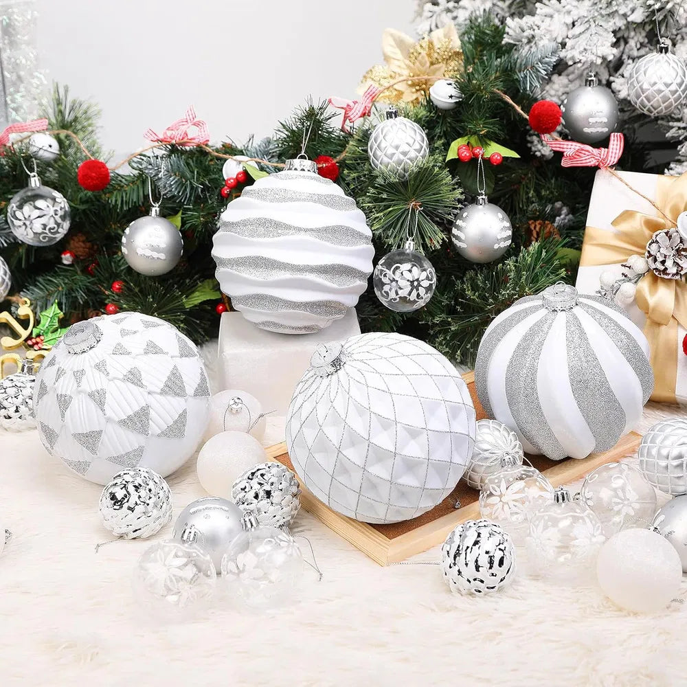 Large Christmas Ball Ornaments - 4 Pcs Shatterproof Decorations