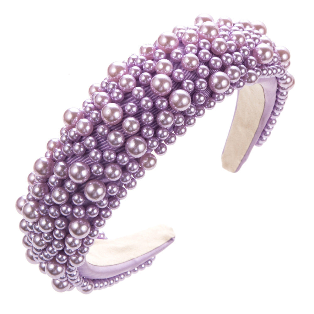 Colorful Pearl Hairband for Women - Fashion Hair Accessories with Sponge Design