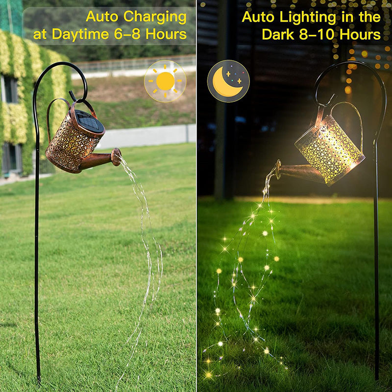 2-Pack LED Solar Watering Can Light String - Outdoor Decor