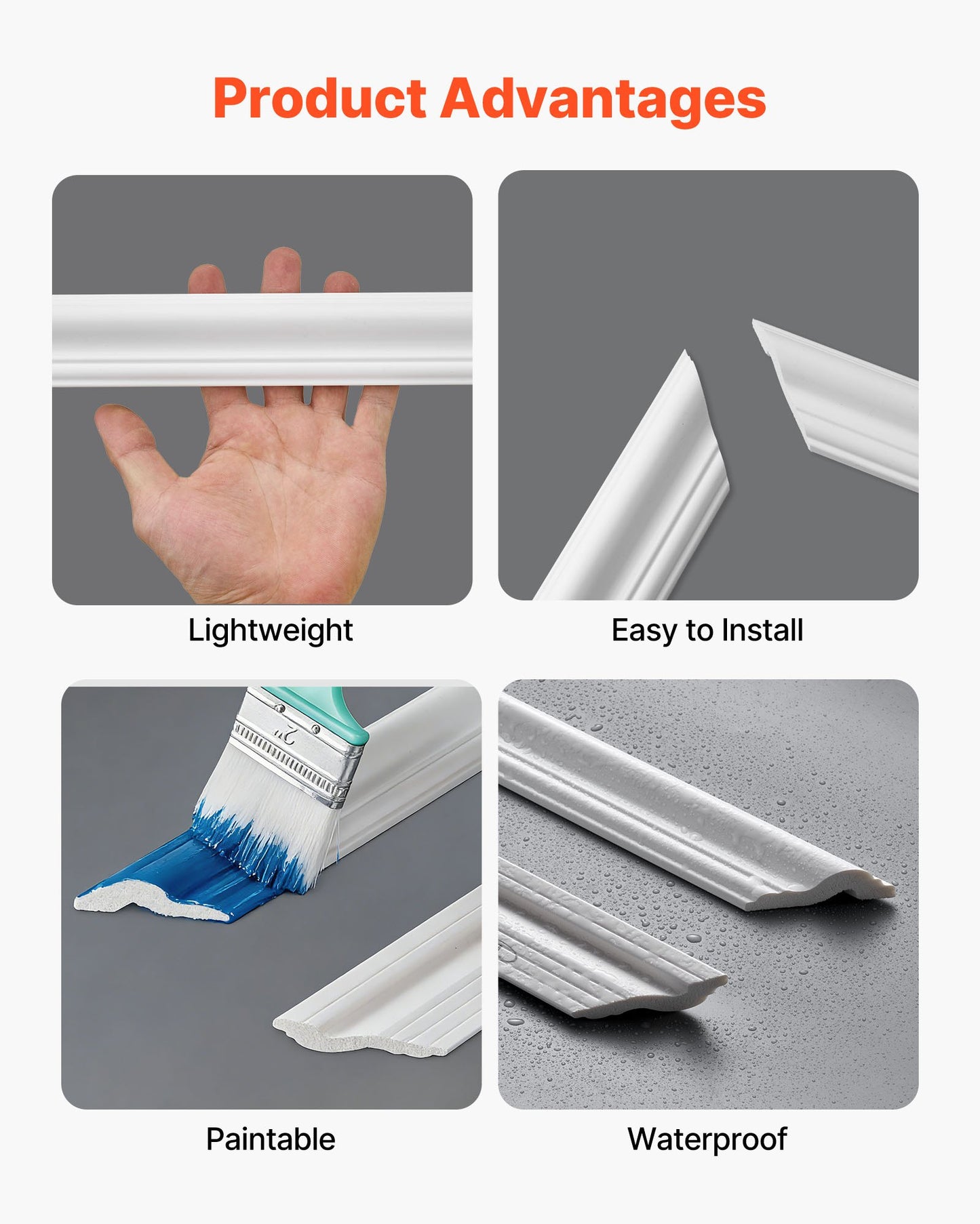 Paintable Wall Molding Kit 6 Pack for Interior Accent Walls, Waterproof, Easy Install