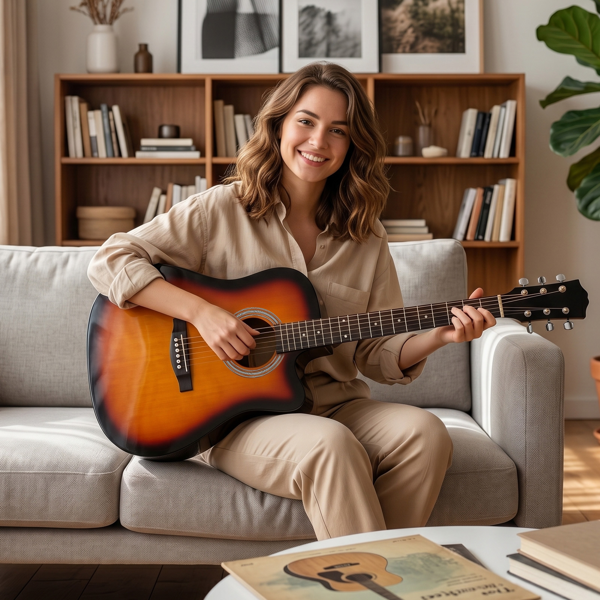 41-Inch Sunset Color Cutaway Dreadnought Acoustic Guitar Set