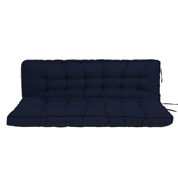 Outdoor Swing Cushion 55 Inch Waterproof Thick Patio Seat Replacement with Backrest & Ties - Dark Blue