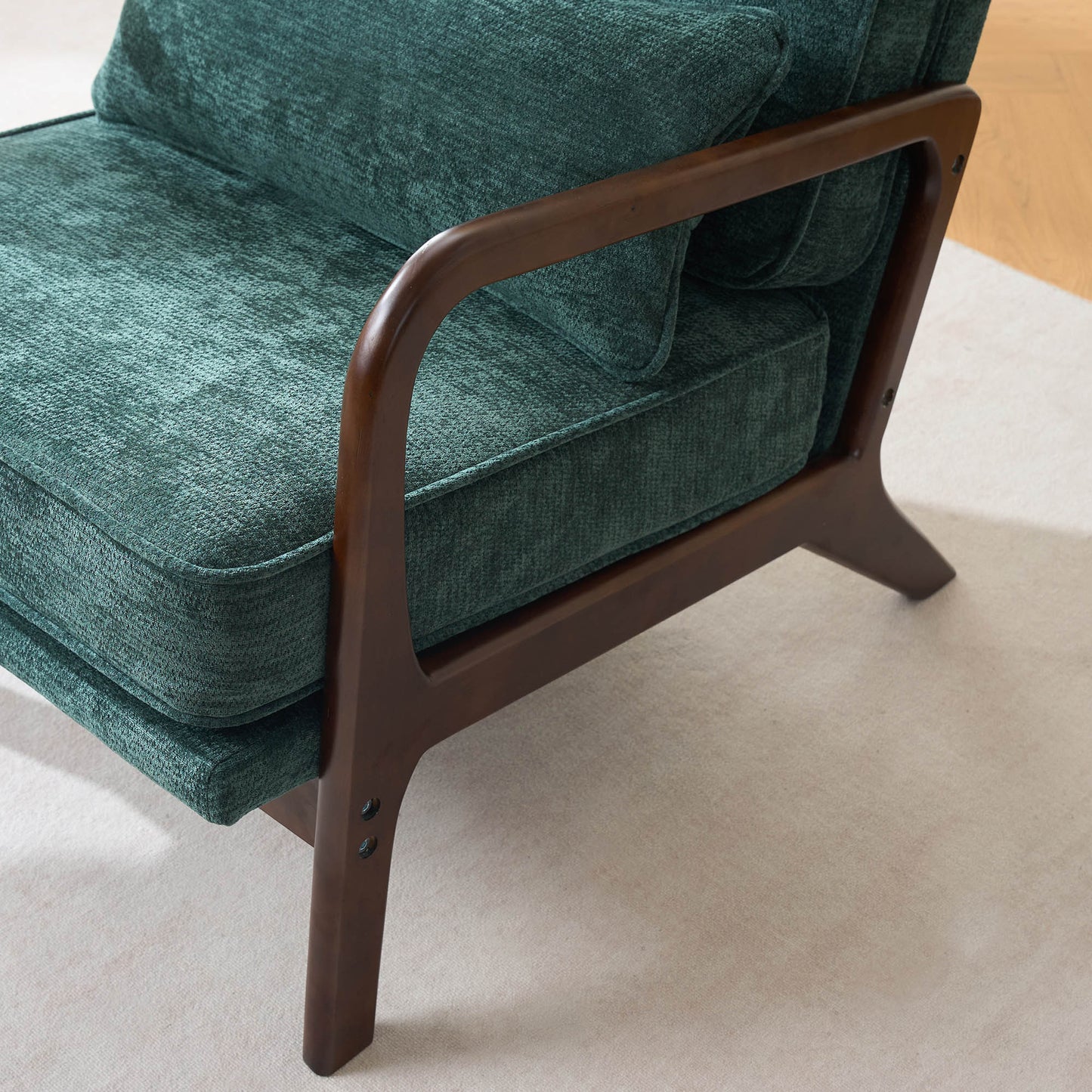 Mid-Century Modern Lounge Chair - Dark Green Upholstered Accent Chair