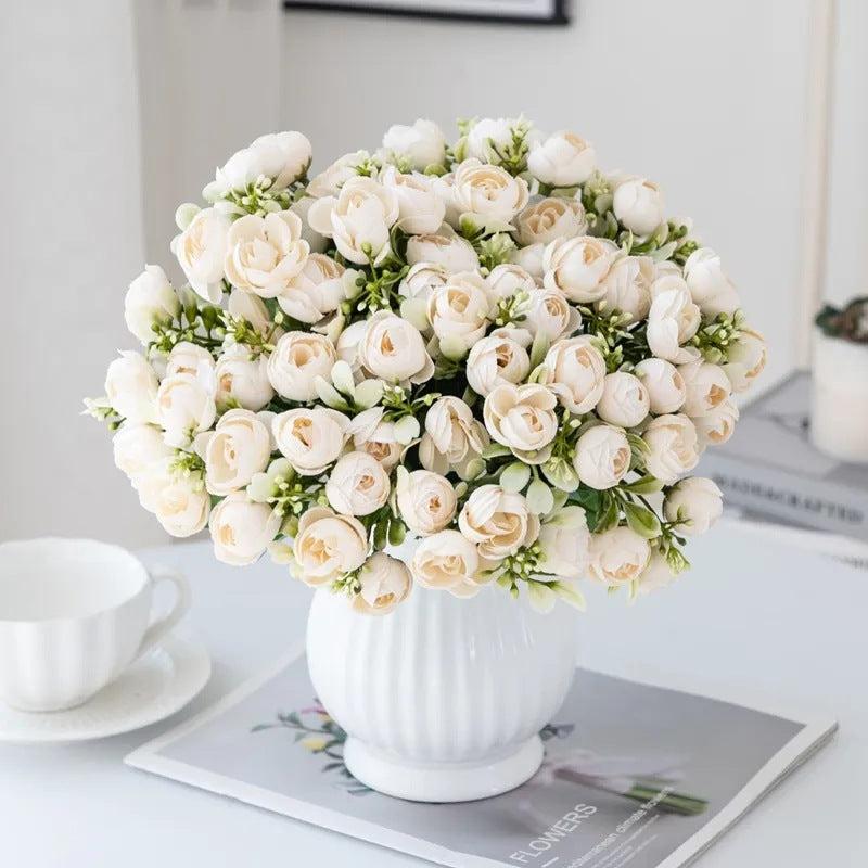 Simulation Nordic Rose Small Tea Buds Bouquet - Decorative Silk Flowers for Home & Garden