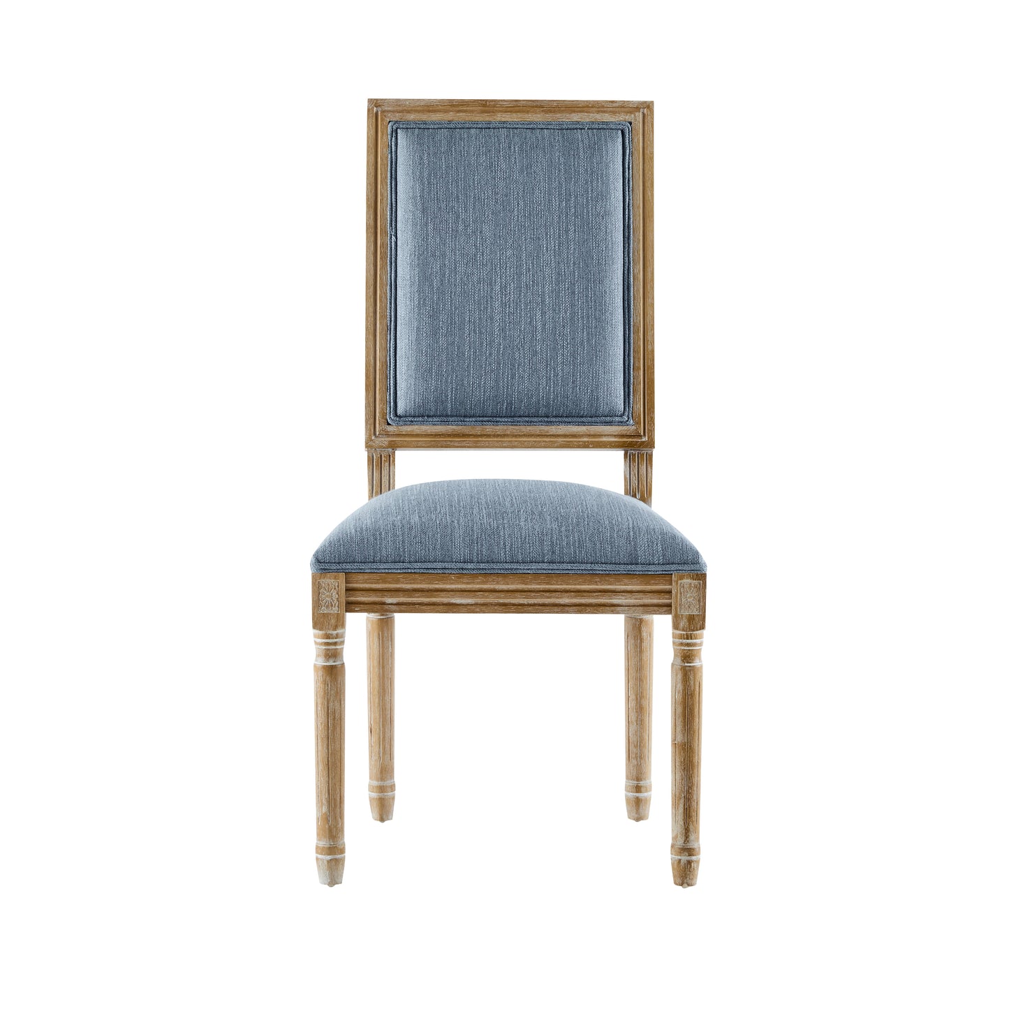 Set of 6 French Country Dining Chairs - Slate Blue Upholstered Seat