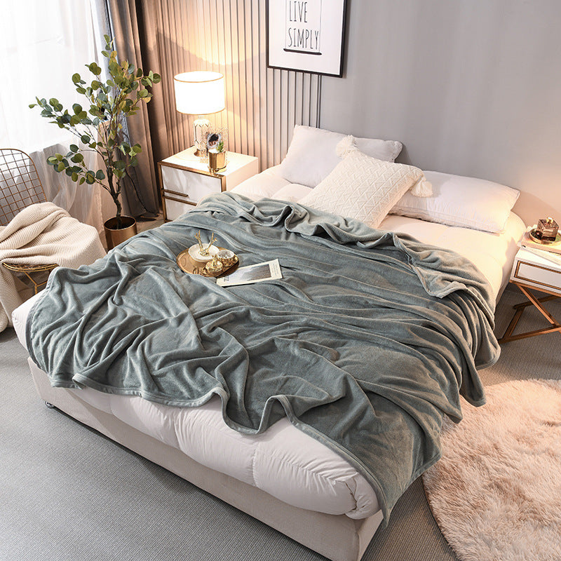 Thick Flannel Blanket for Bedroom and Dormitory Solid Color Winter Bedding
