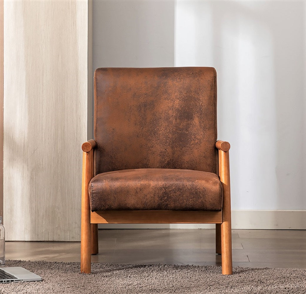 25 Wide Classic Mid-Century Modern Arm Chair, Light Brown