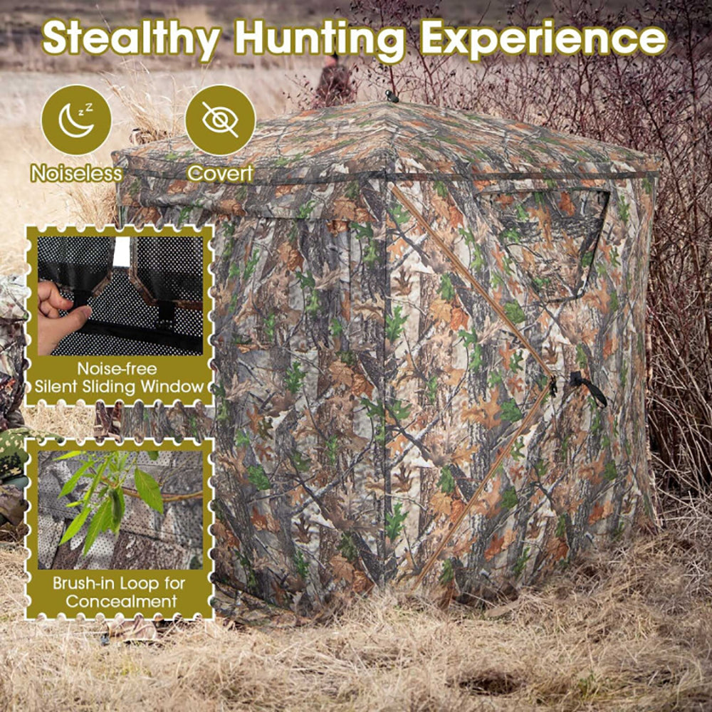 Portable 2-3 Person Hunting Blind Tent with Carry Bag - Camouflage
