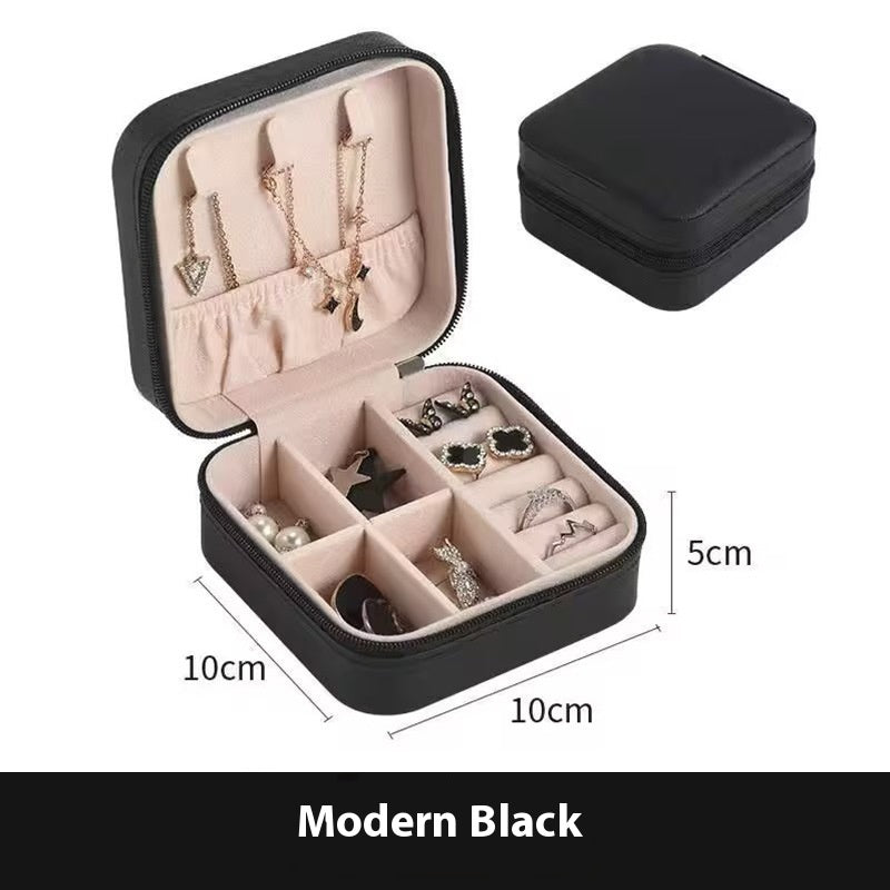 Portable Jewelry Box with Velvet Interior for Rings and Earrings