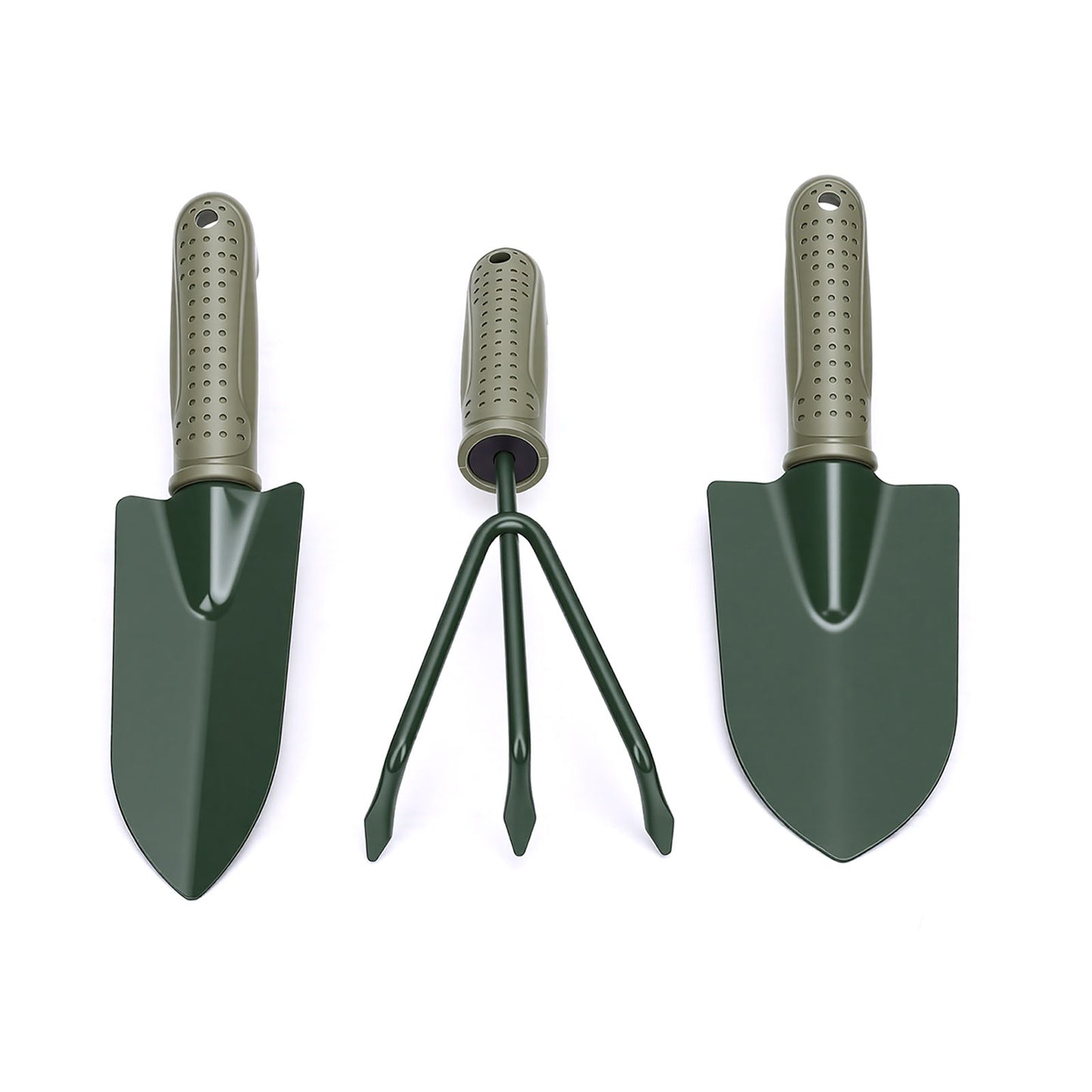Garden Tool Set with Ergonomic Handles - Shovels, Rake & Storage Bag