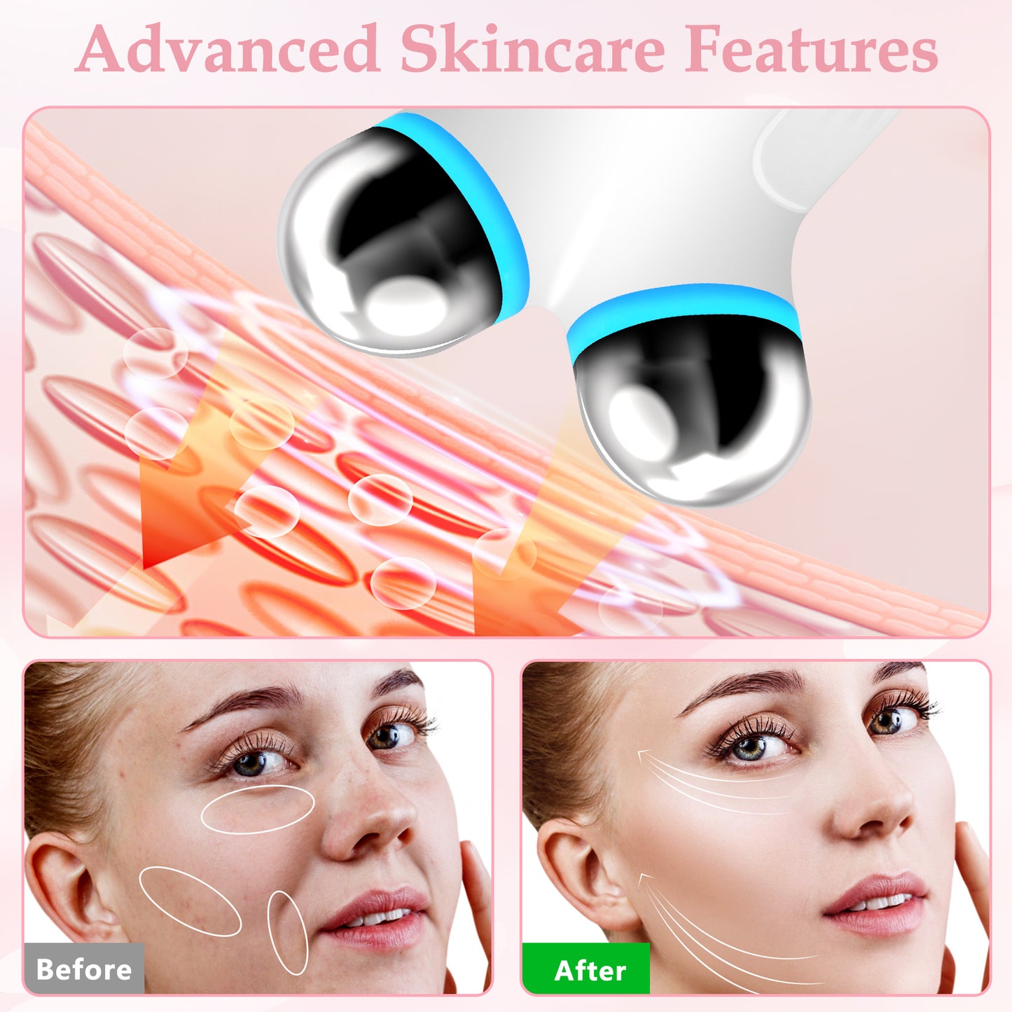 Microcurrent Facial Toning Device for Skin Tightening and Anti-Aging - White