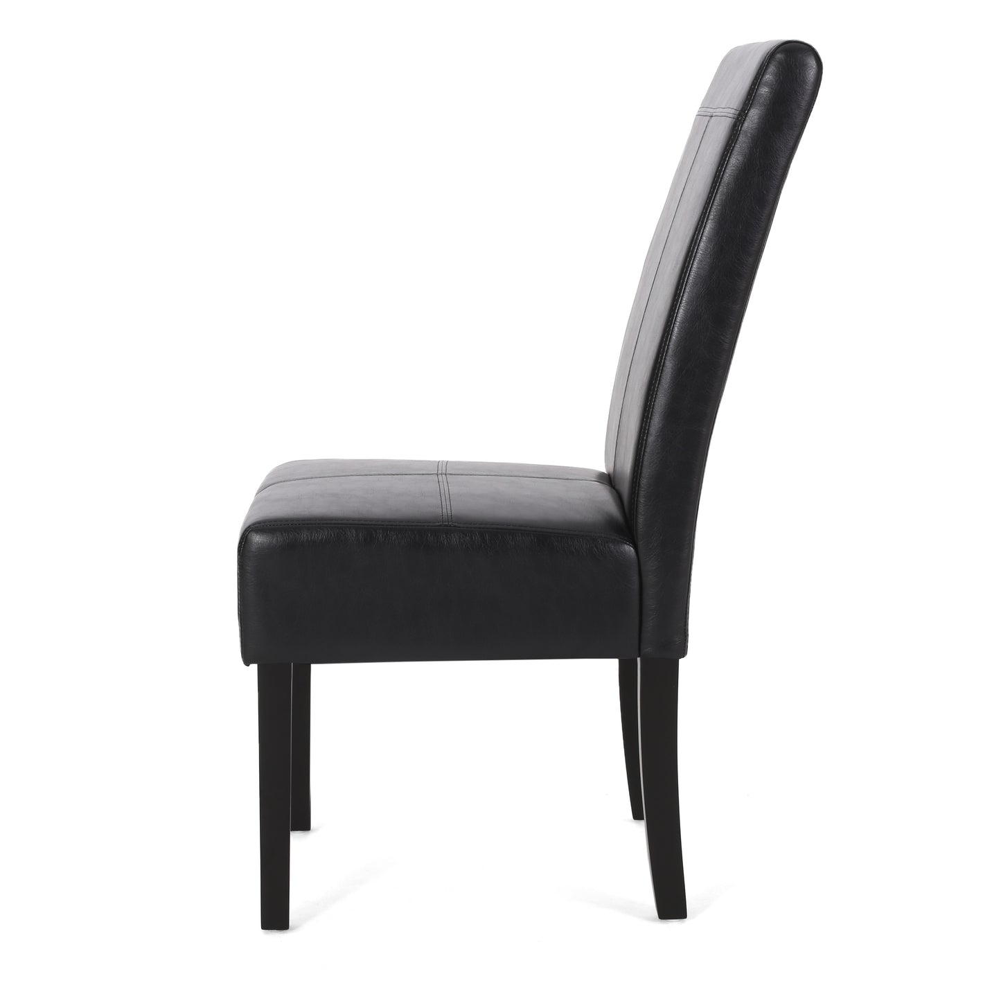 Black PU Leather Dining Chair Set of 2 - Contemporary Design