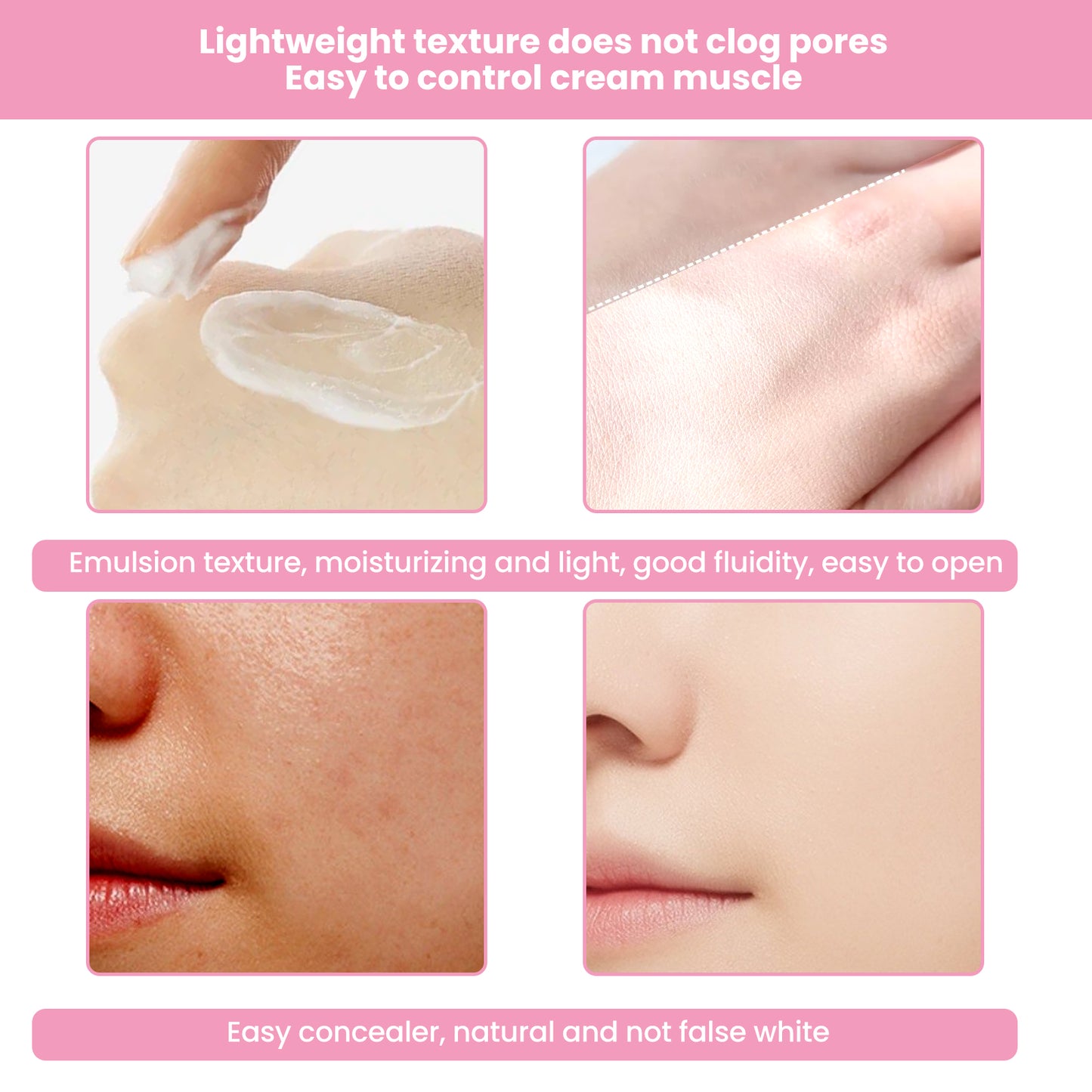 3-in-1 Brightening Face Cream - Moisturizing Concealer & Bare Base
