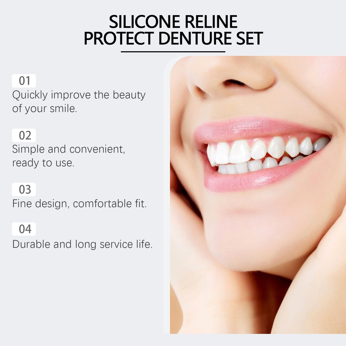 Full Suction Denture Set for Teeth Modification and Cosmetic Enhancement