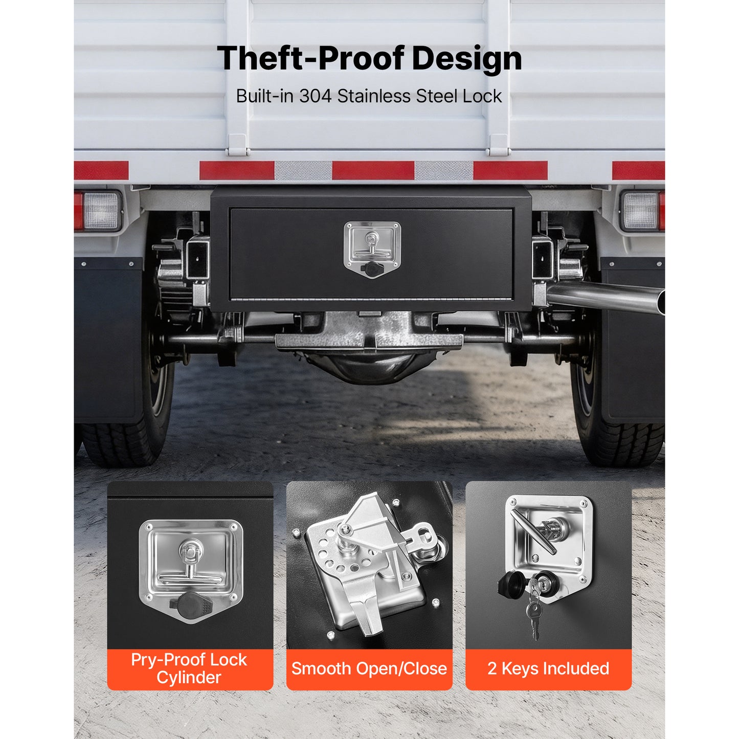 Heavy Duty Steel Trailer Underbody Toolbox 27x10x10 Inch Waterproof Lockable Storage