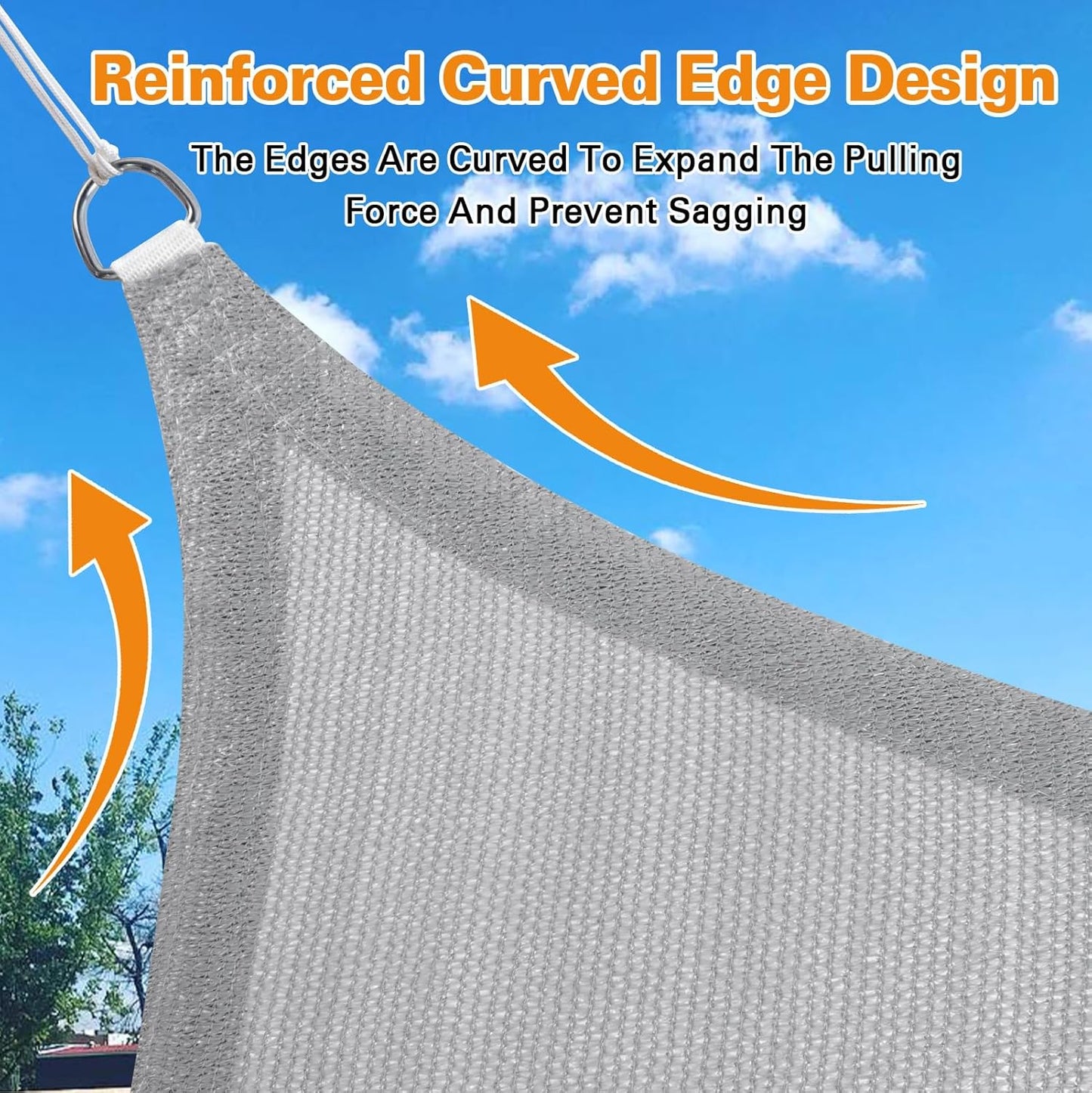 Large Sunshade Sail for Garden & Patio UV Protection 10x10x14 ft - Dark Grey, Mocha, Sand, Light Grey