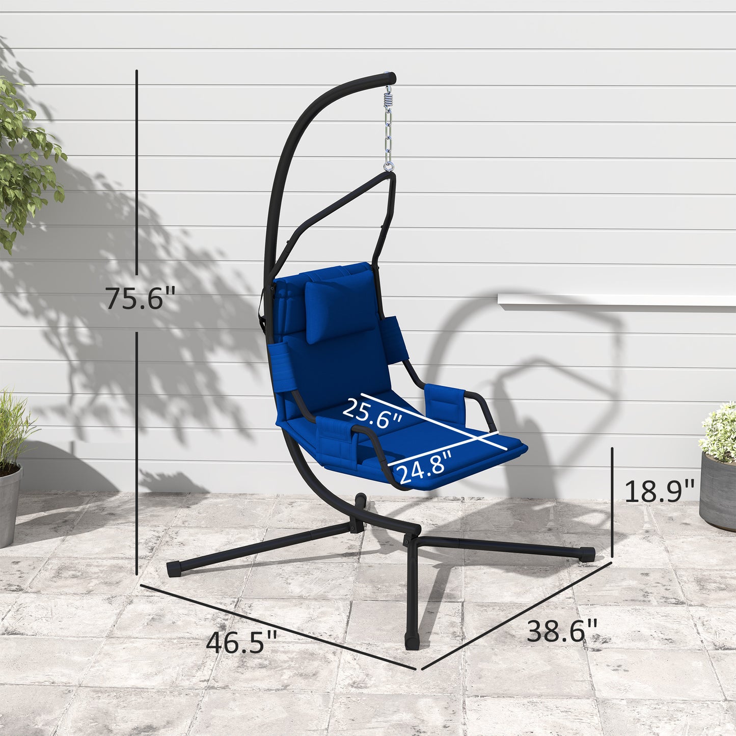 Outdoor Hammock Chair with Stand and PA Coated Cushion - Dark Blue