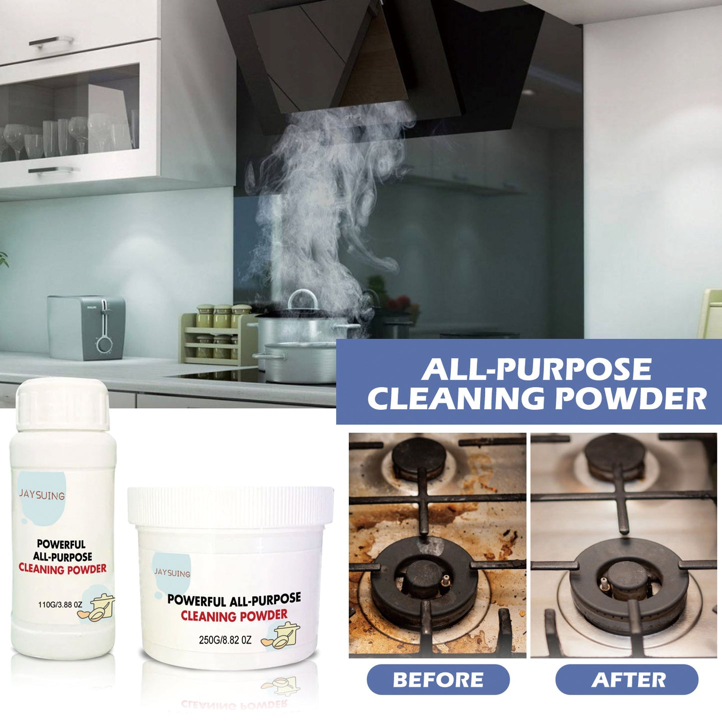 Multi-Purpose Kitchen Cleaning Powder for Heavy Oil & Rust Removal - 110g/250g