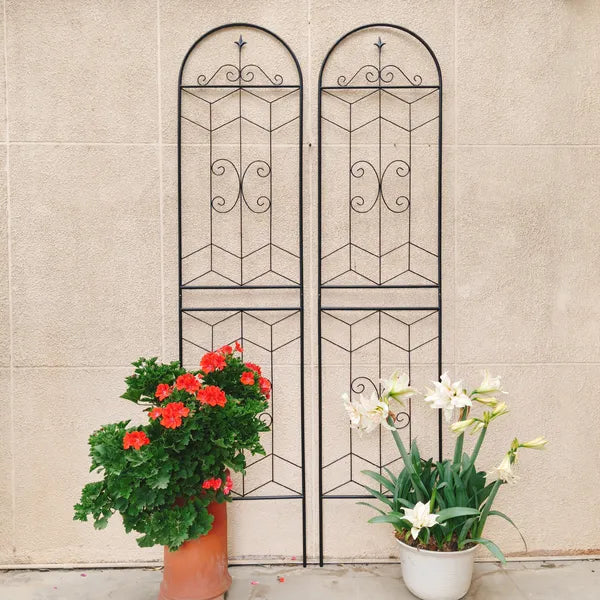 Metal Garden Trellis for Climbing Plants - 86.7" x 19.7" - Black - 4 Pack