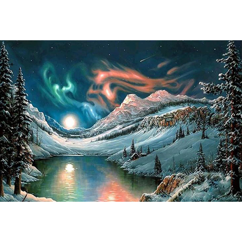 DIY Diamond Painting Snow Lake Home Decor Kit - Multiple Sizes & Shapes