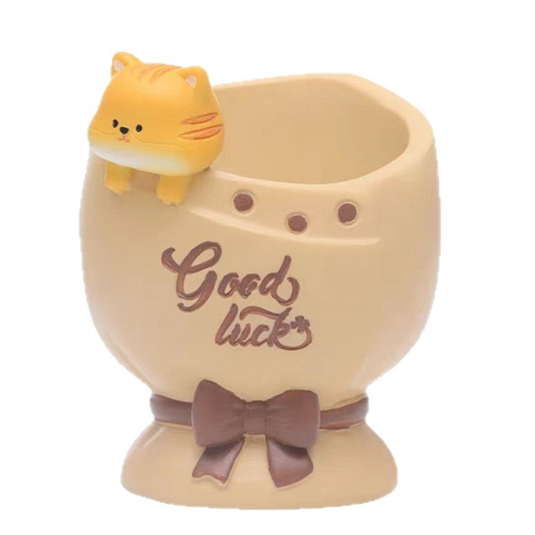 Resin Cartoon Animal Planters - Cute Succulent Flower Pots in Rabbit, Lamb, Cat & Panda Styles