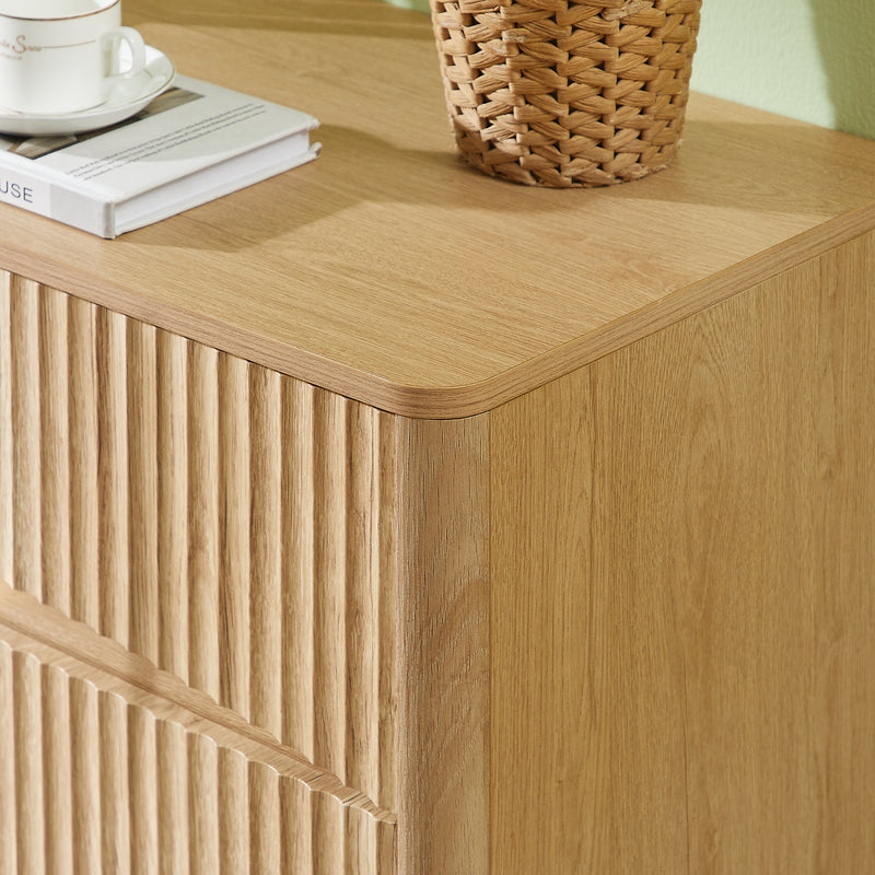 Fluted 3-Drawer Dresser - Mid-Century Modern Oak Storage Cabinet