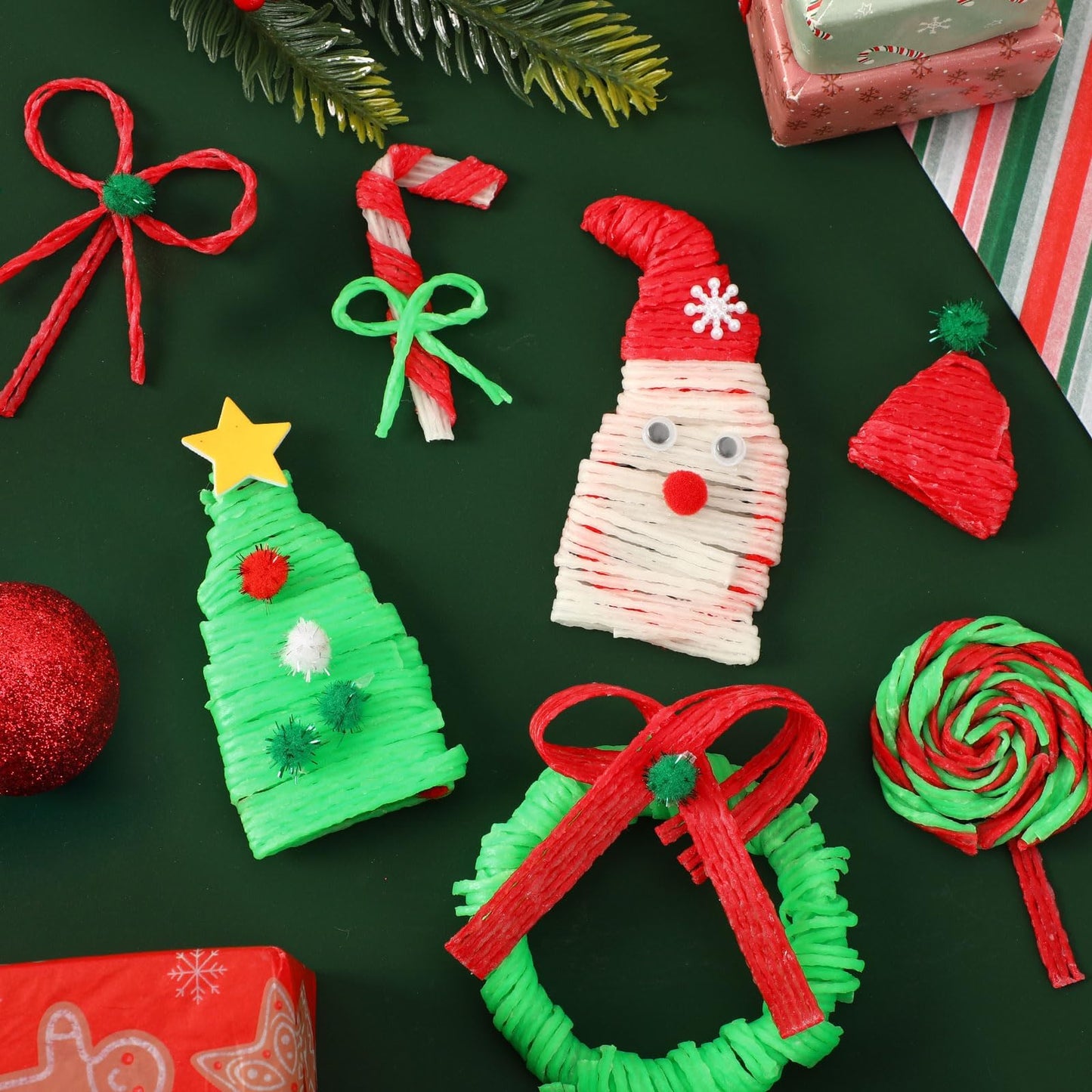 Christmas Wax Craft Sticks - 1000 Pcs Red Green White for Kids
