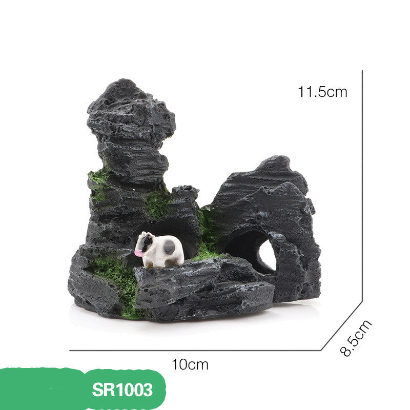 Resin Rockery Garden Ornament - Grey Home Decor Sculpture