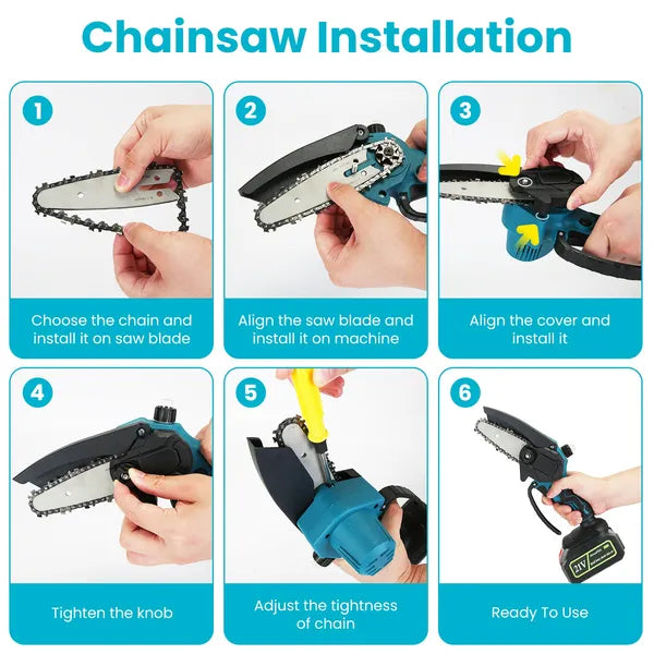 4-in-1 Cordless Pruning Shear & Electric Chainsaw with 5.5ft Extension Pole, Brushless Motor, 2 Batteries