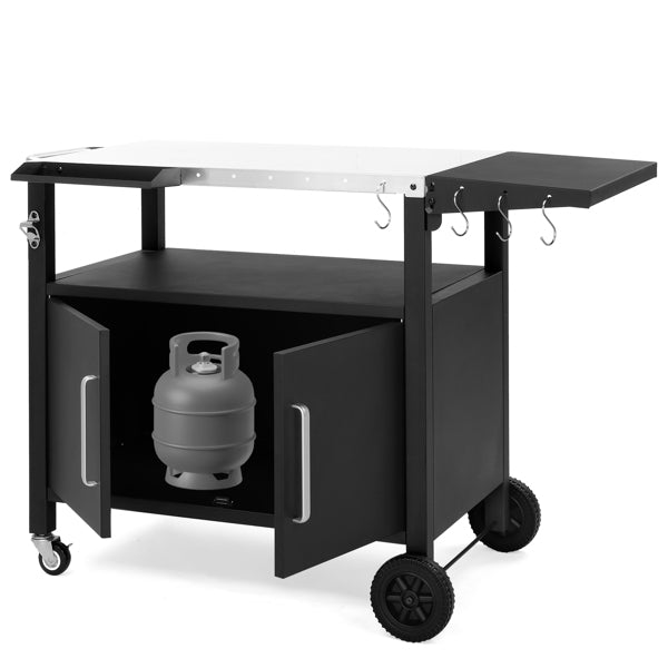 Outdoor Grill Cart with Storage and Wheels - Movable Kitchen Island for BBQ and Patio Dining