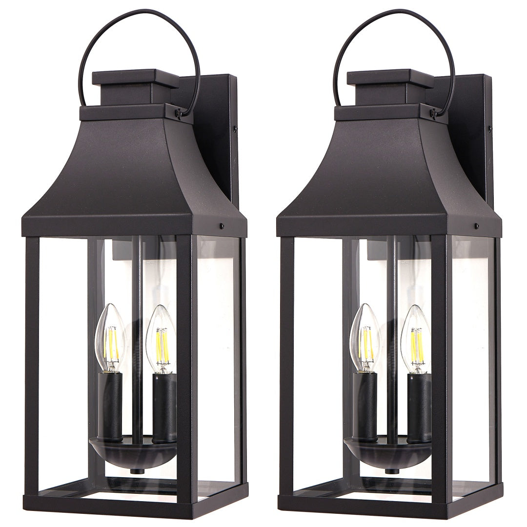 Modern Black Outdoor Wall Light Fixture - 2-Light Sconce