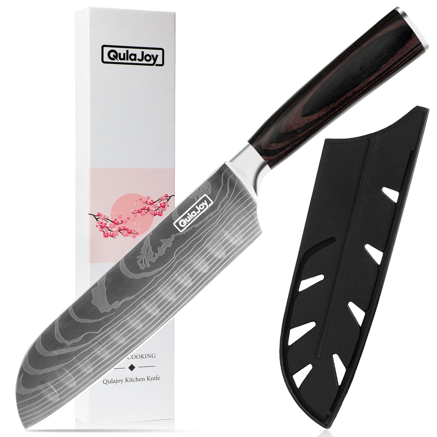 7 Inch Santoku Knife - High Carbon Stainless Steel Chef Knife with Pakkawood Handle
