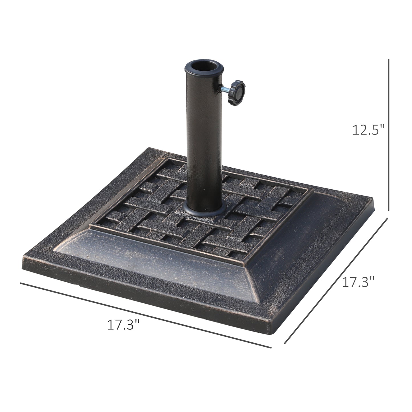 20 lbs Patio Umbrella Base Stand - Decorative Bronze Resin, Easy Setup