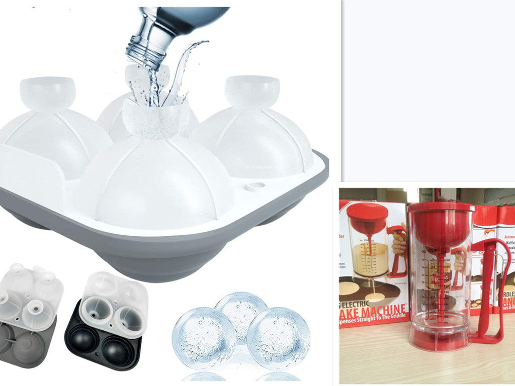 Silicone Ice Cube Tray for Whiskey and Frozen Drinks - 4 or 6 Balls Sets