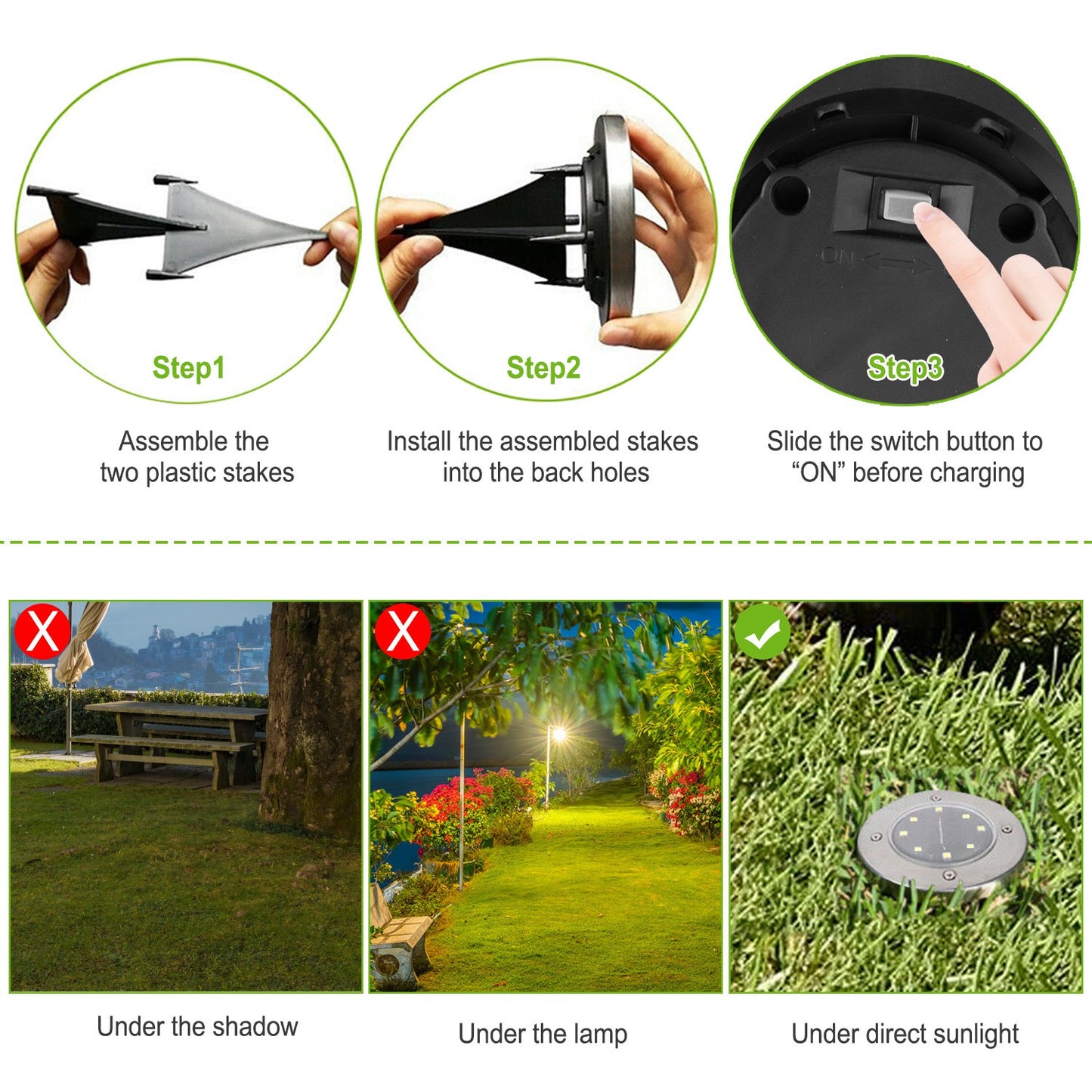 4-Pack Solar Ground Path Lights Waterproof Outdoor Lawn Driveway Lighting