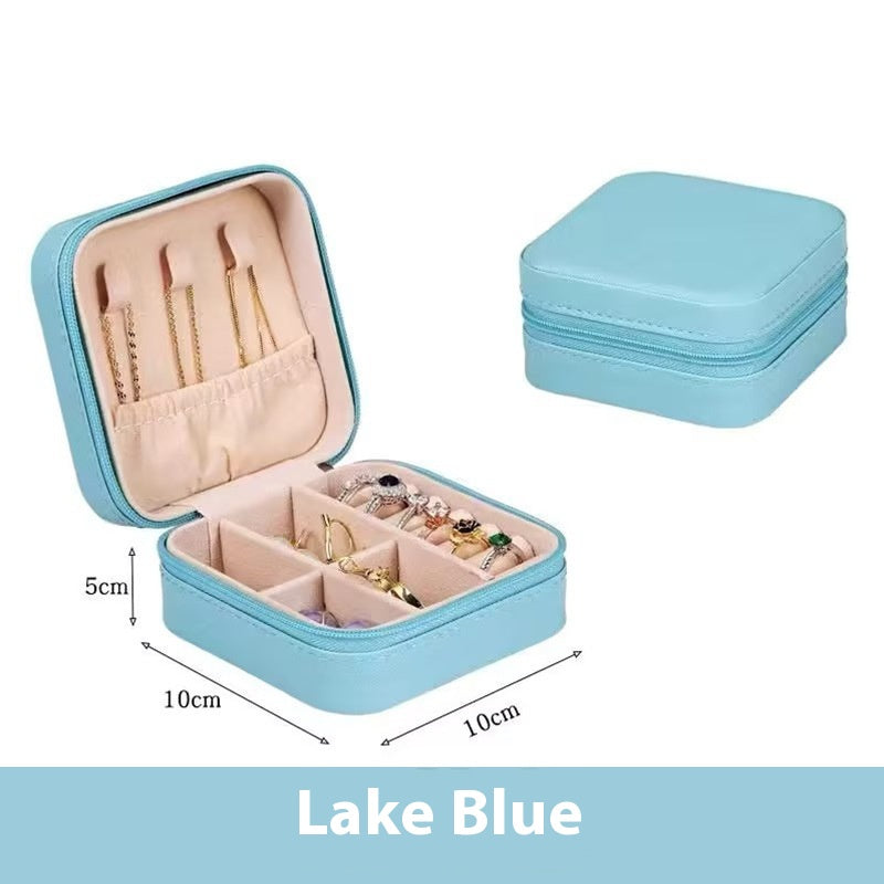 Portable Jewelry Box with Velvet Interior for Rings and Earrings